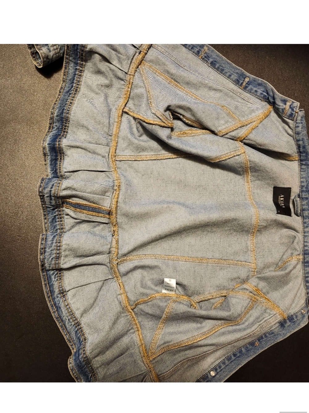 AKIRA Light Wash Denim Jacket with Ruffled Peplum - Picture 3 of 3